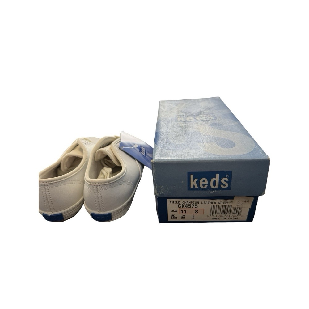 Vintage Keds 11 S  Kids white leather‎ Champion shoes sneakers.